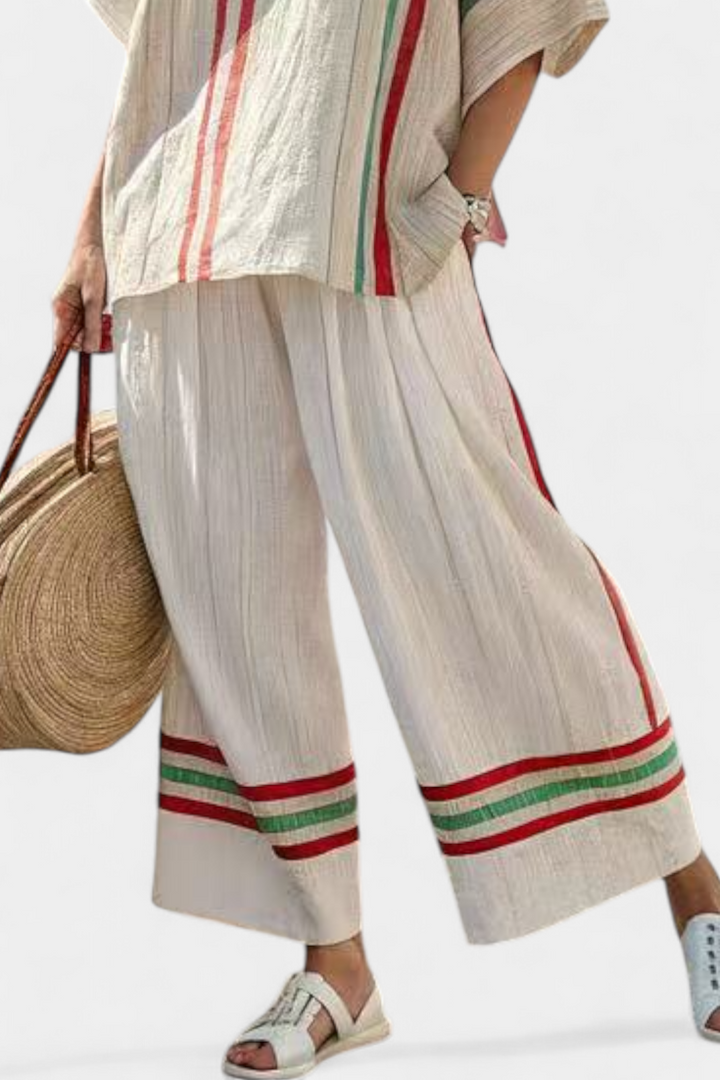 Truvane | Blusa Boho de Estampado Cómodo y Pantalones de Corte Suelto