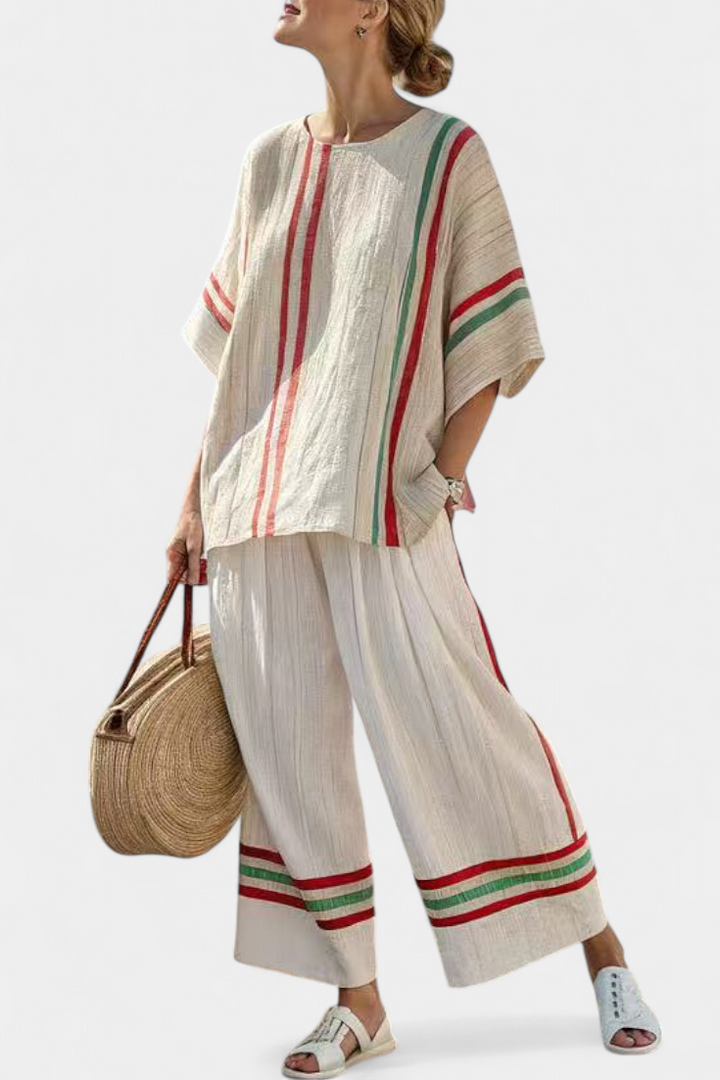 Truvane | Blusa Boho de Estampado Cómodo y Pantalones de Corte Suelto