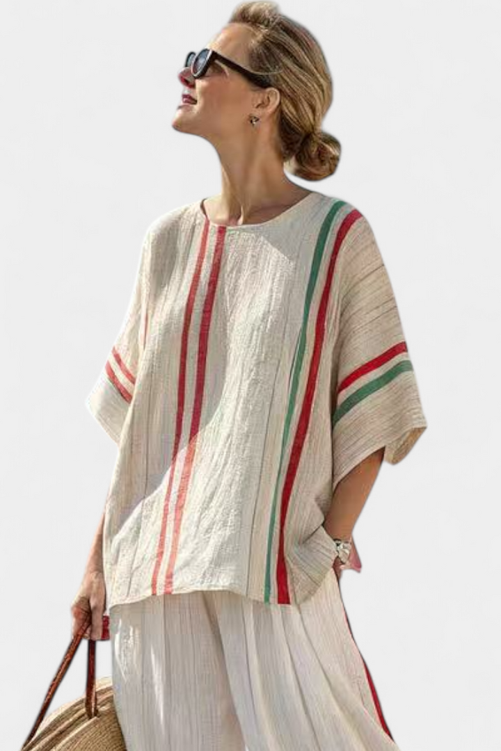 Truvane | Blusa Boho de Estampado Cómodo y Pantalones de Corte Suelto