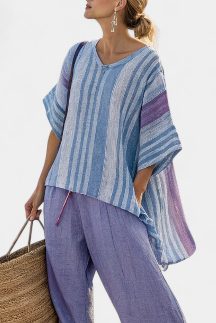 Zellora | Top y Pantalones Elegantes en Lavanda y Azul Cielo