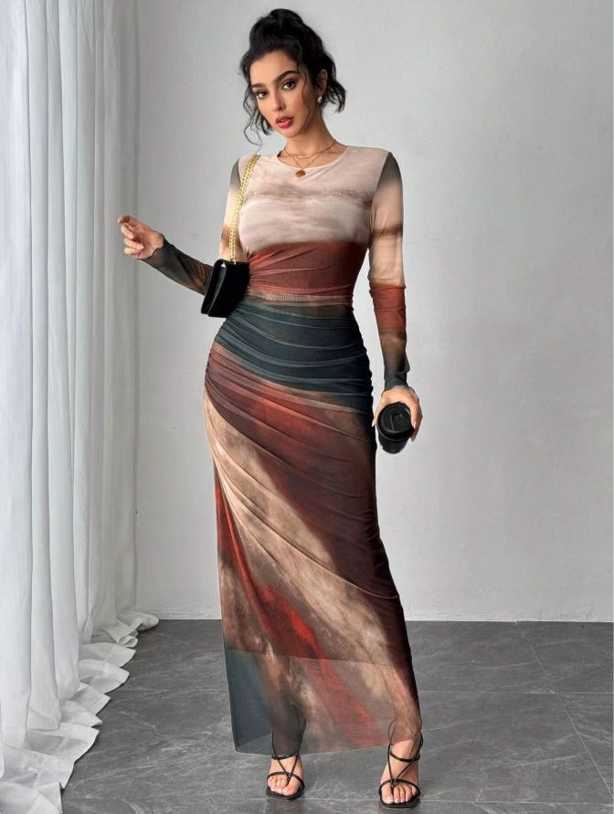 Vestido Maxi de Manga Larga