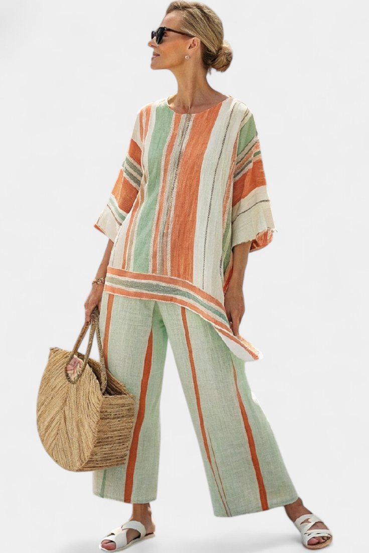 Bellmere | Top Asimétrico Elegante y Pantalones de Pierna Ancha