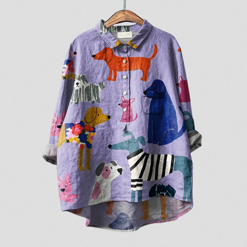 Coralie | Camiseta Casual de Arte Canino para Mujeres