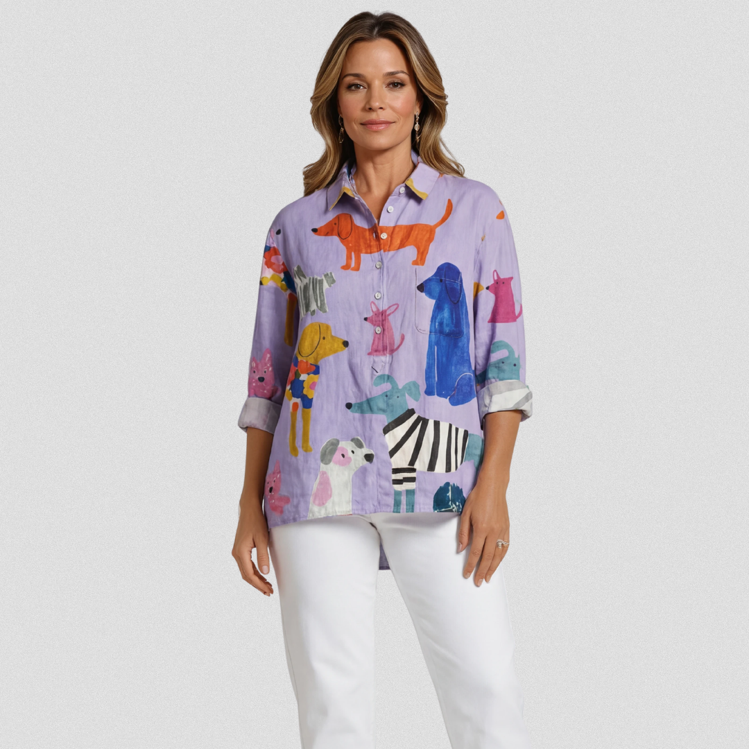 Coralie | Camiseta Casual de Arte Canino para Mujeres