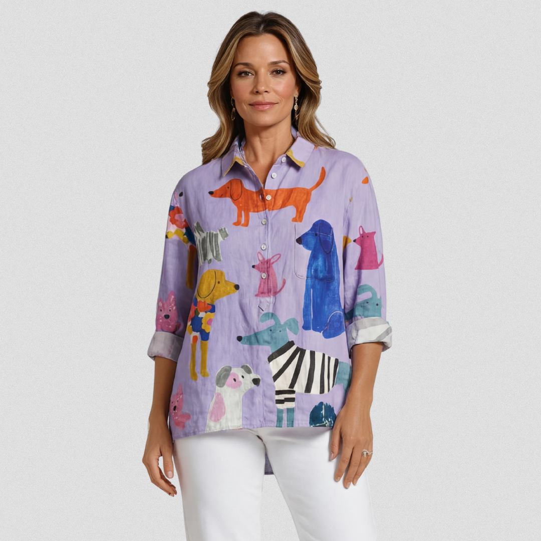 Coralie | Camiseta Casual de Arte Canino para Mujeres