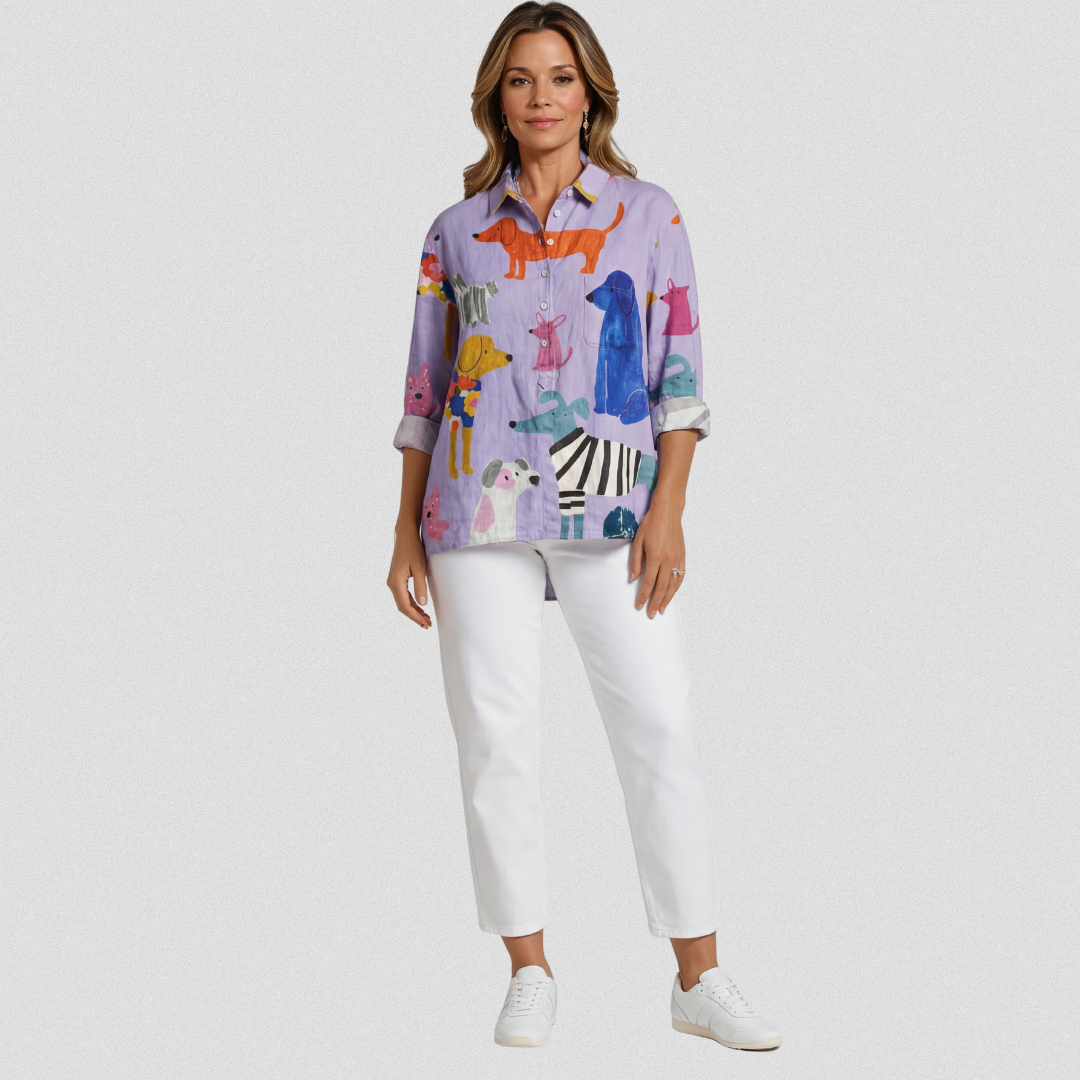 Coralie | Camiseta Casual de Arte Canino para Mujeres