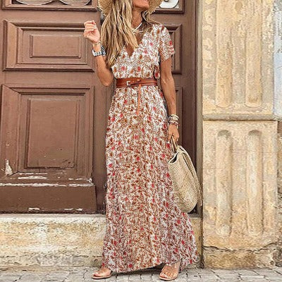 Justine™ – Vestido largo bohemio fluido con cinturón