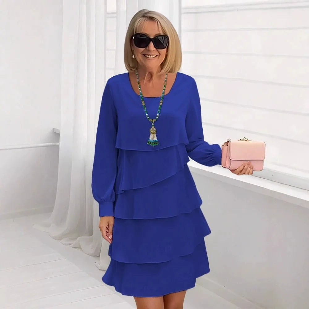 Margaret | Vestido Elegante con Volantes de Manga Larga
