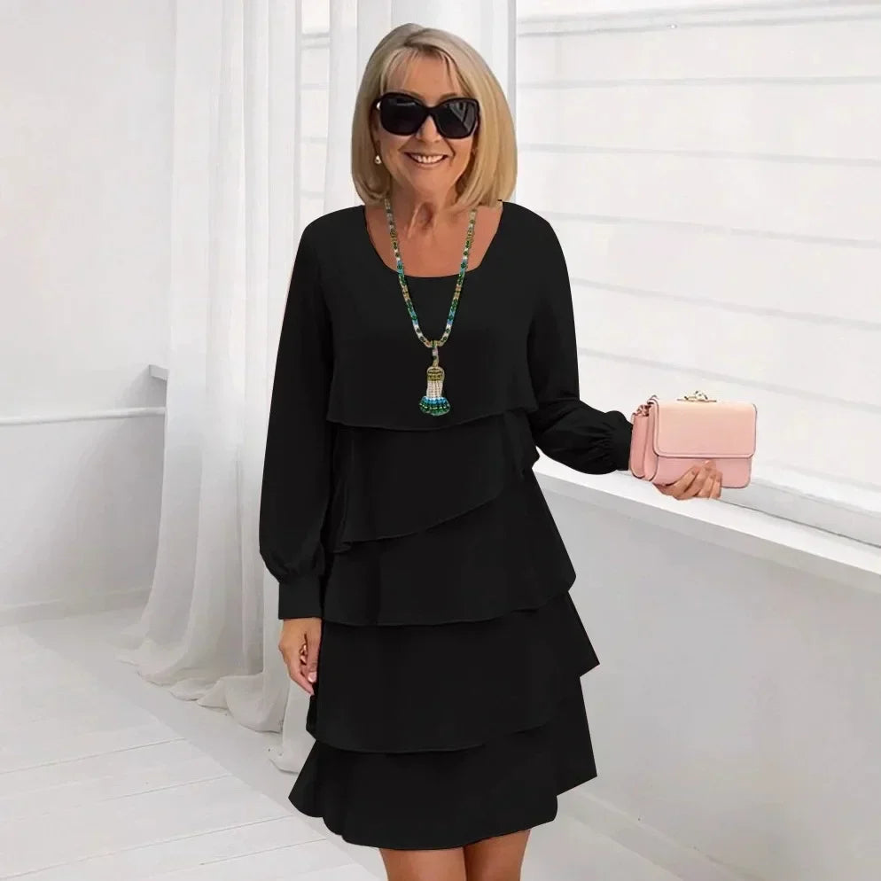 Margaret | Vestido Elegante con Volantes de Manga Larga