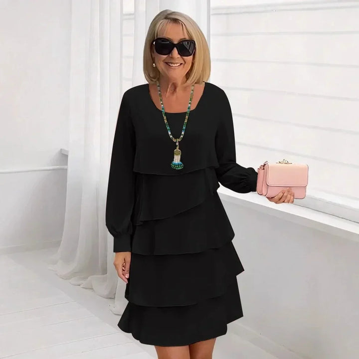 Margaret | Vestido Elegante con Volantes de Manga Larga
