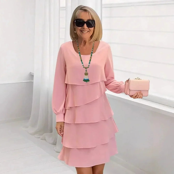Margaret | Vestido Elegante con Volantes de Manga Larga