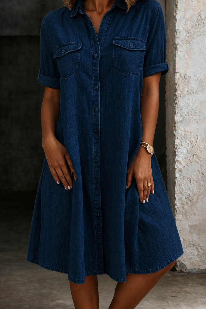Patricia | Vestido Midi de Estilo Casual Denim