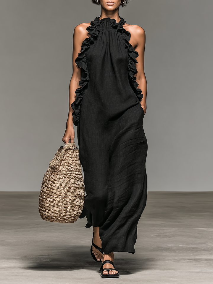 Vestido Maxi de Lino Minimalista