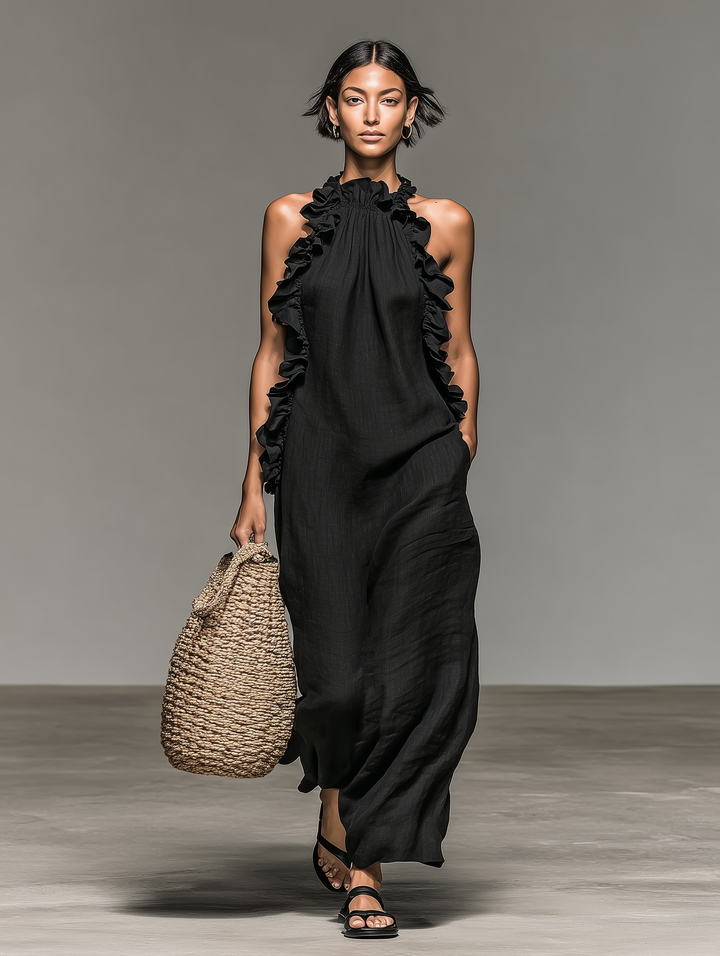 Vestido Maxi de Lino Minimalista