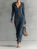 Vestido Maxi de Tricot con Capucha