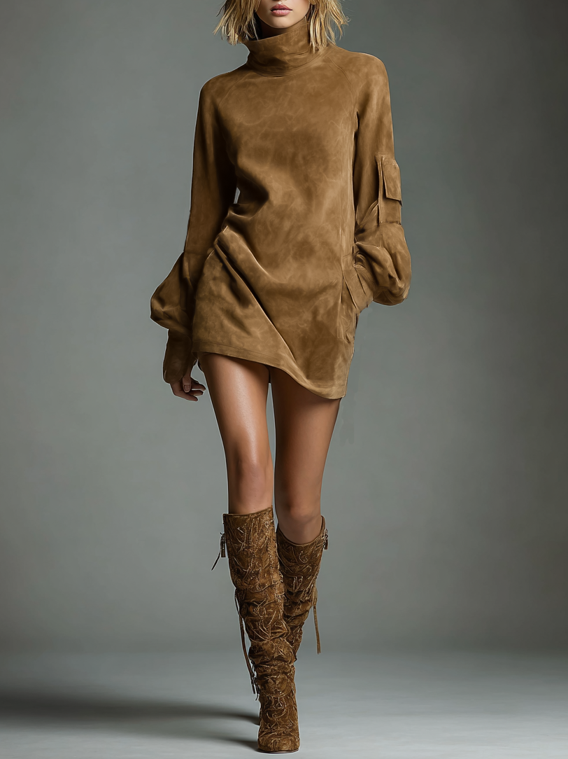 Vestido Corto de Cuello Alto