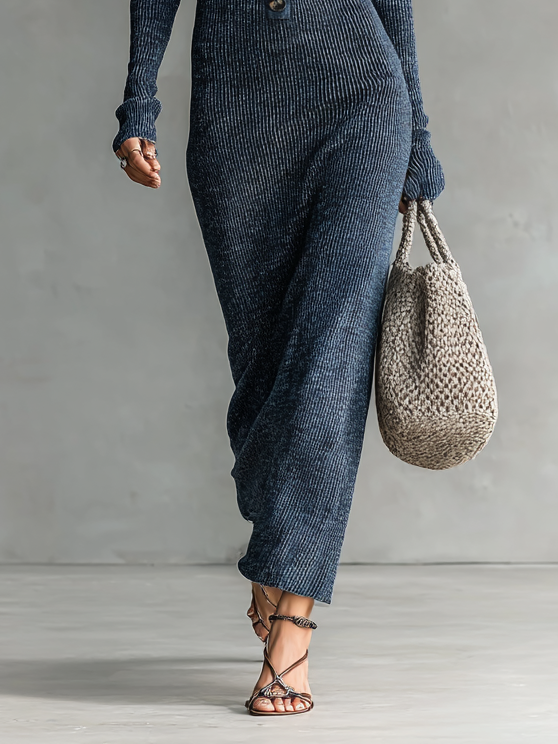 Vestido Maxi de Tricot con Capucha
