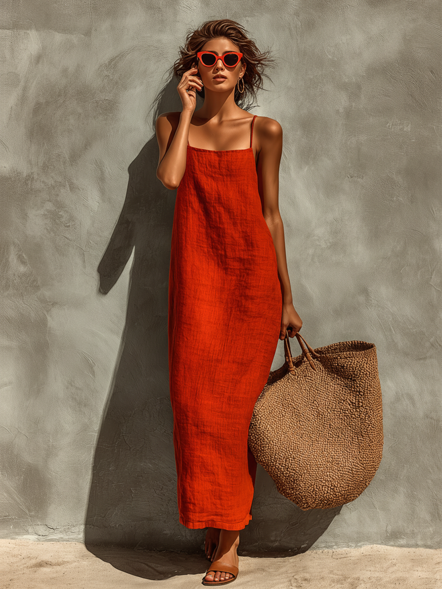 Vestido Boho de Algodón Rojo