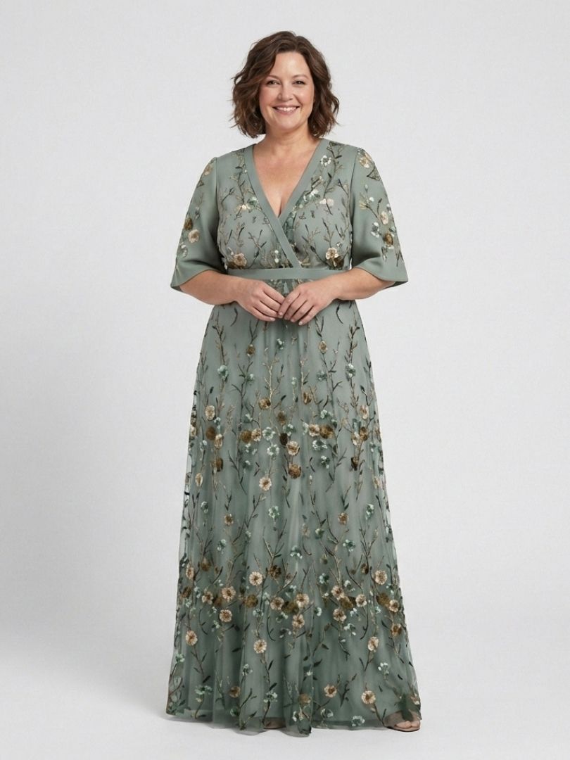 Élodie – Vestido largo con flores y escote en V