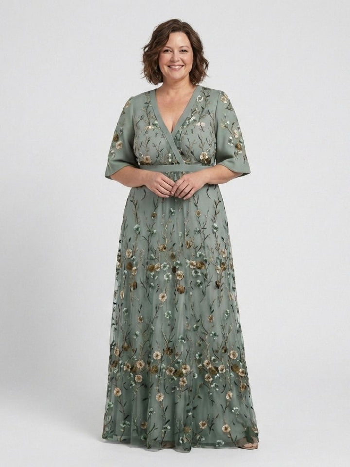 Élodie – Vestido largo con flores y escote en V