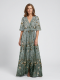 Élodie – Vestido largo con flores y escote en V