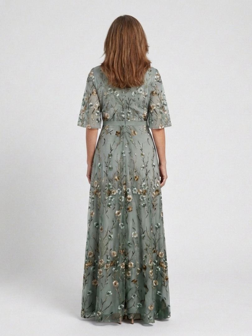 Élodie – Vestido largo con flores y escote en V