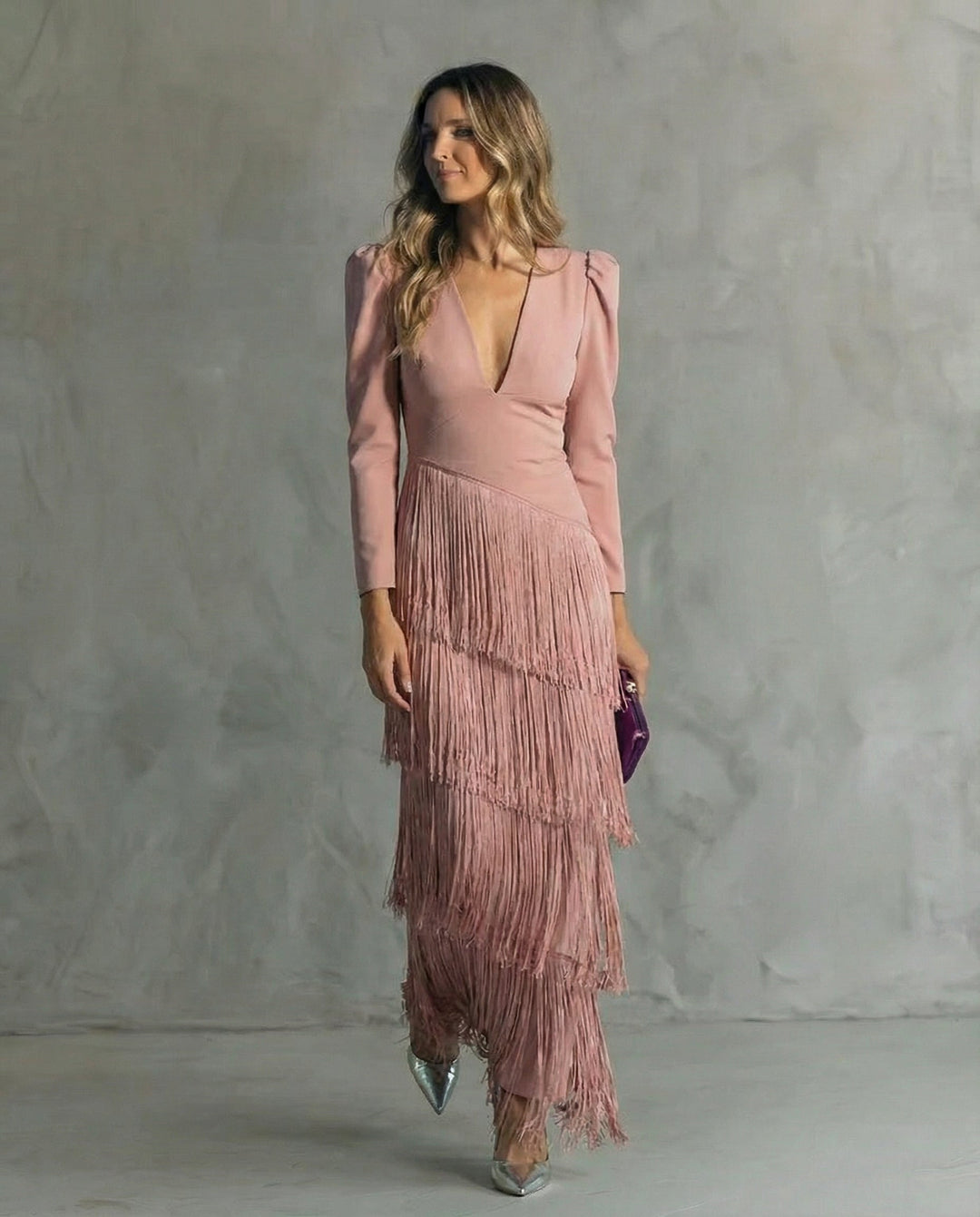 Elara™ | Vestido midi con mangas de flecos