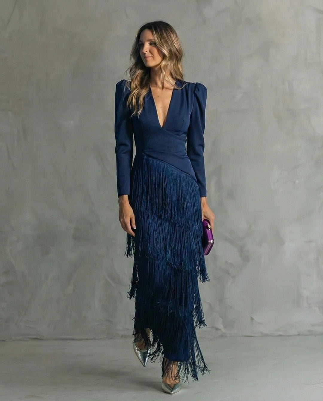 Elara™ | Vestido midi con mangas de flecos