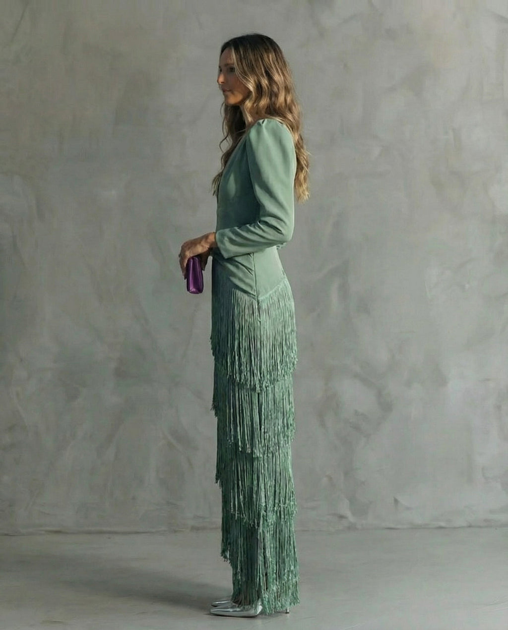 Elara™ | Vestido midi con mangas de flecos