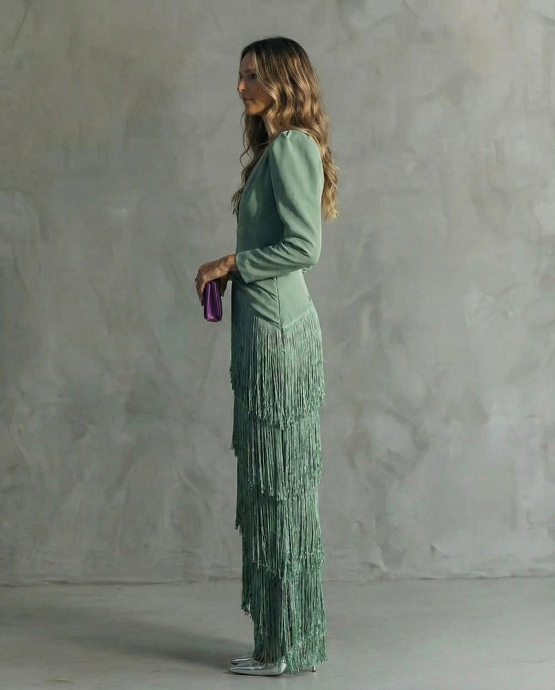 Elara™ | Vestido midi con mangas de flecos
