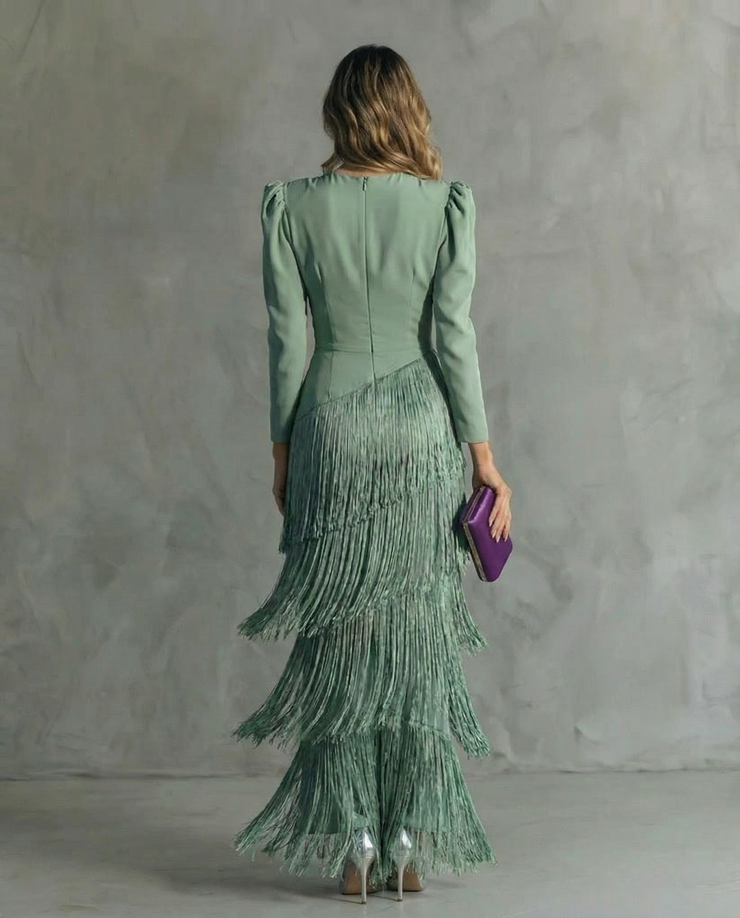 Elara™ | Vestido midi con mangas de flecos