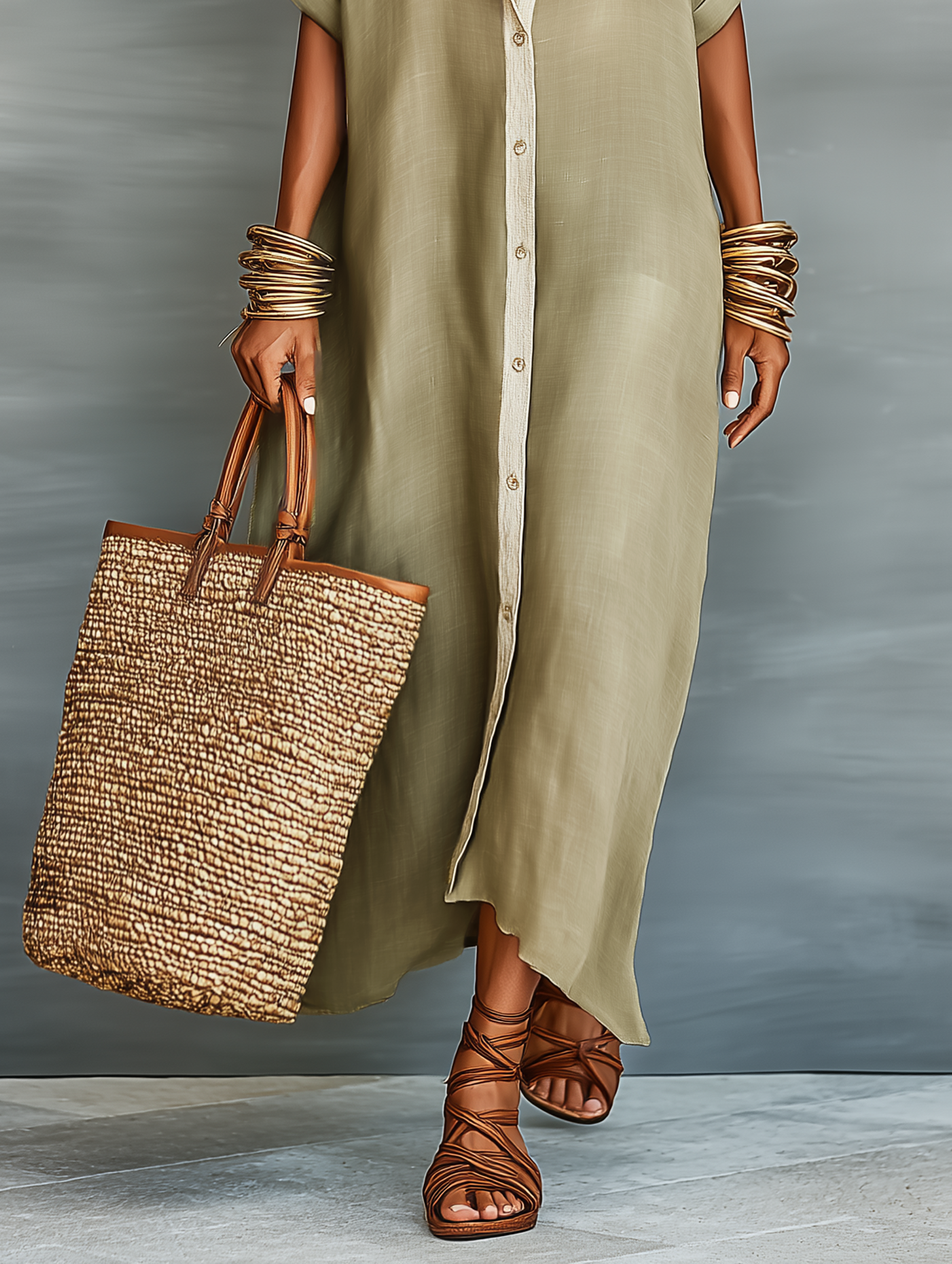Vestido Maxi Minimalista de Camisa