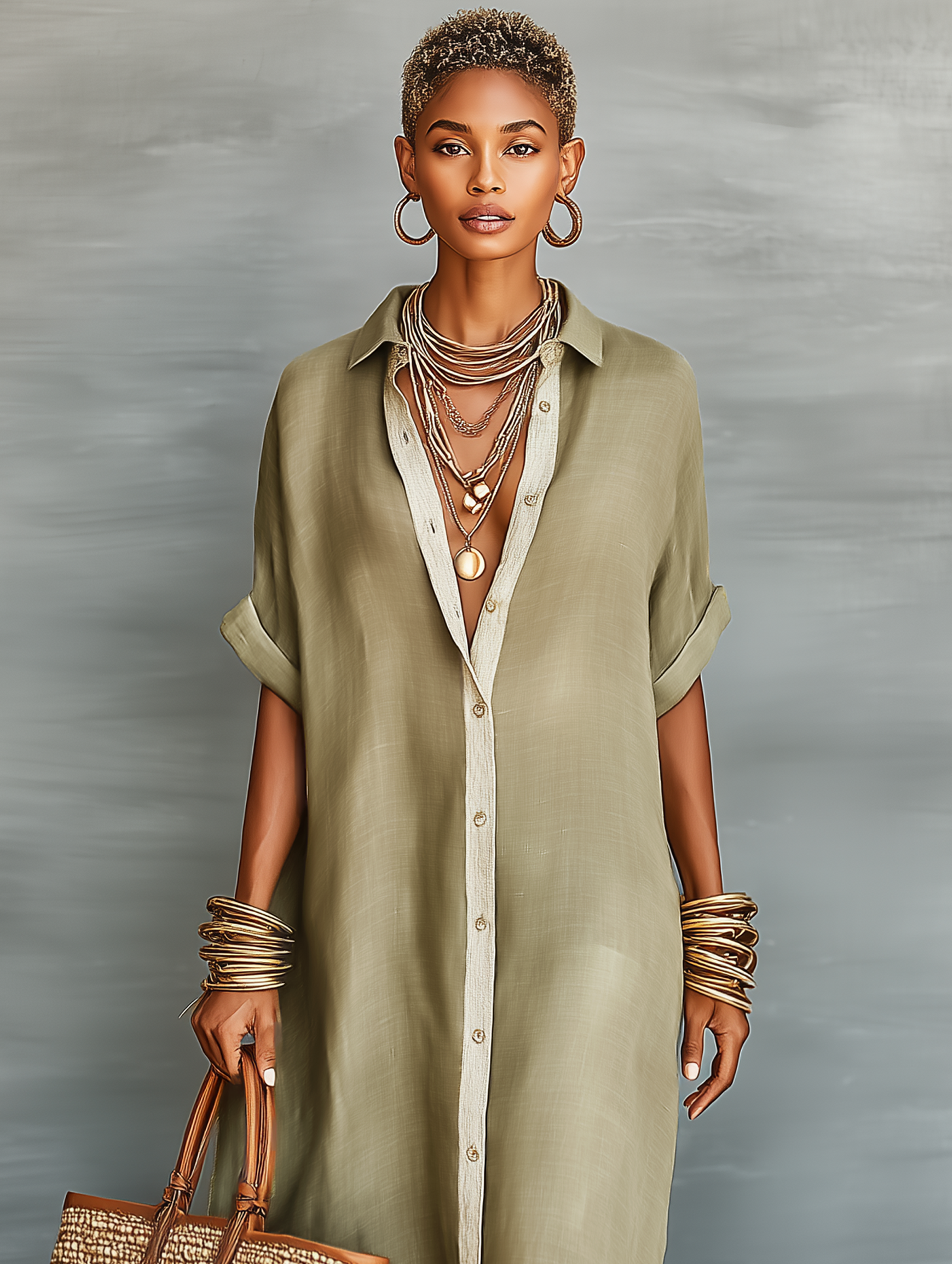 Vestido Maxi Minimalista de Camisa