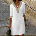 Élise – Vestido elegante de mangas 3/4 con cuello en V