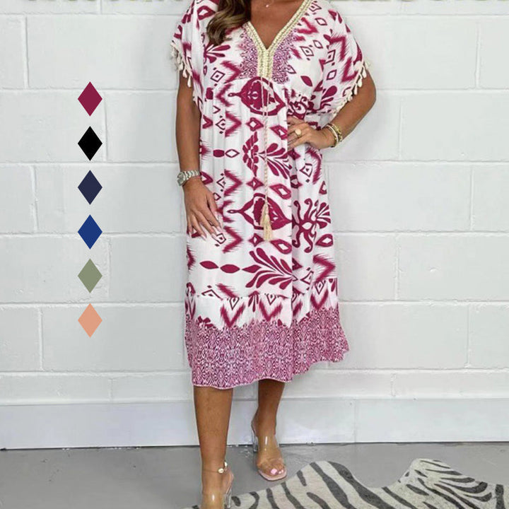 Vestido con Escote en V y Cintura