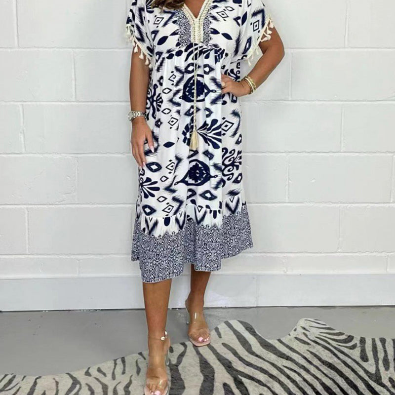 Vestido con Escote en V y Cintura