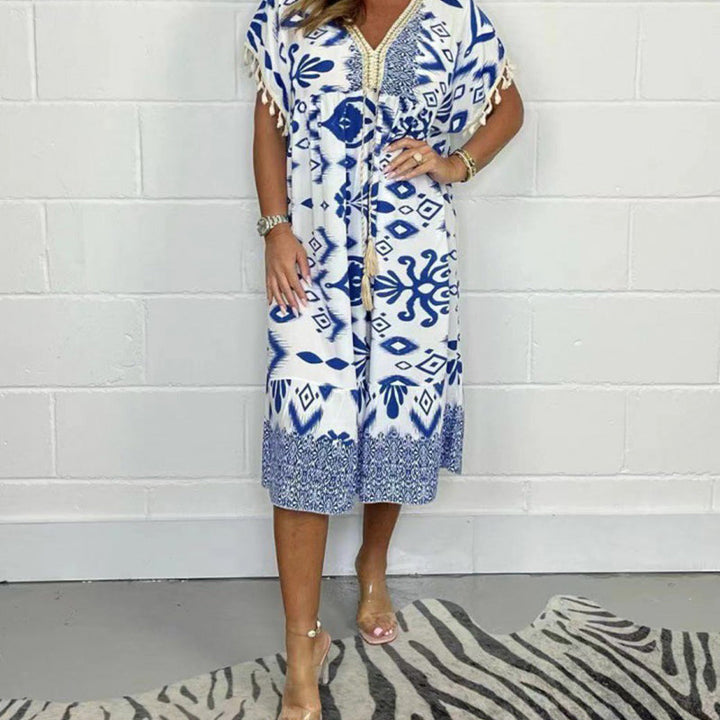Vestido con Escote en V y Cintura